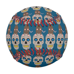 Balle De Baseball Halloween gothique du crâne et du rat