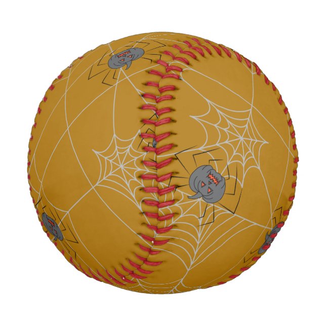 Balle De Baseball Halloween spiders web and pumpkins   (Angle)
