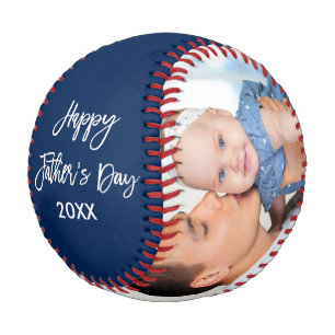 Balle De Baseball Happy Fête des pères 2 Photo Brush Script Bleu