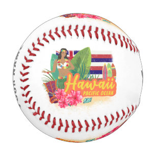 Balle De Baseball Hawaii Hula Dancer Retro Pacific Souvenir Vintage