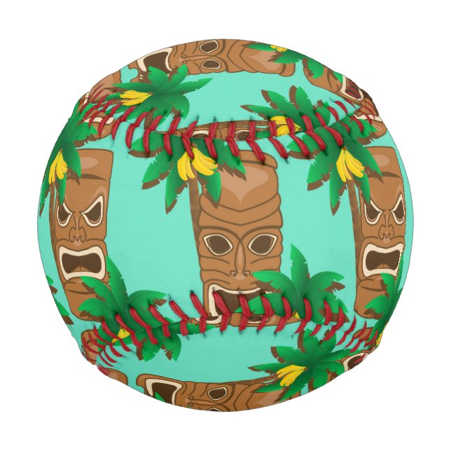 Balle De Baseball Hawaiian Tiki Répéter le Motif (Devant)