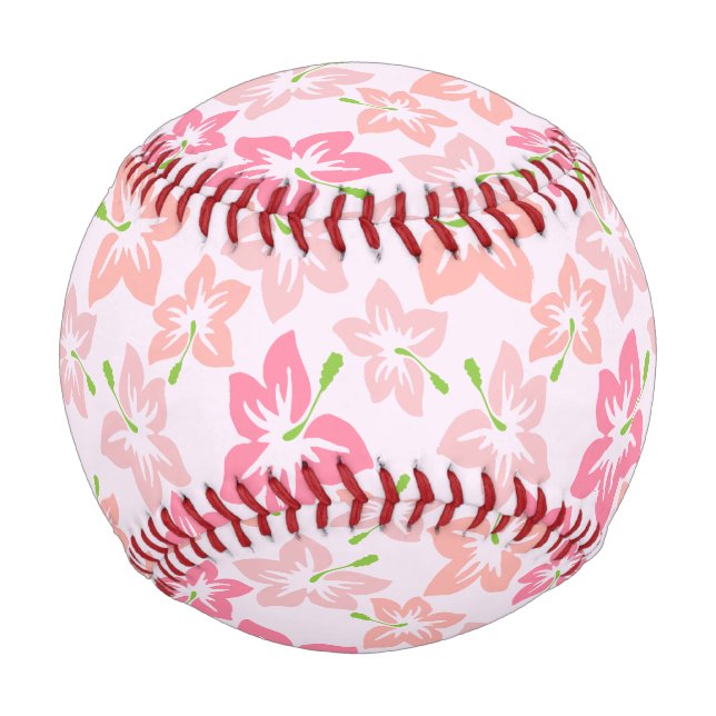 Balle De Baseball Hibiscus Rose, Fleurs Roses, Motif De Fleurs (Dos)