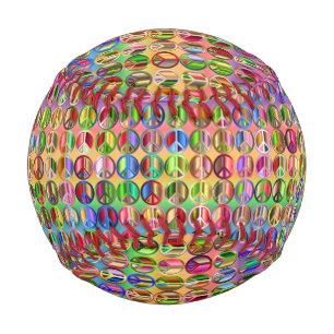 Balle De Baseball hippie groovyThunder_Cove symboles de paix