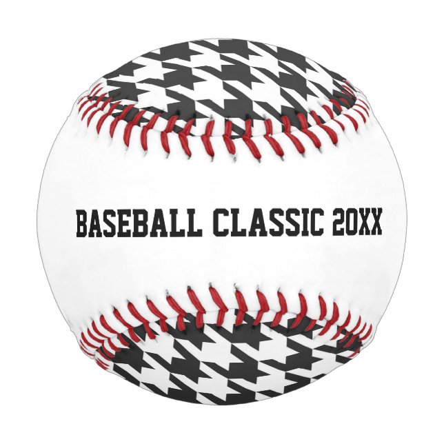 Balle De Baseball Houndstooth Sports Ball Classic Noir Rouge Blanc (Dos)