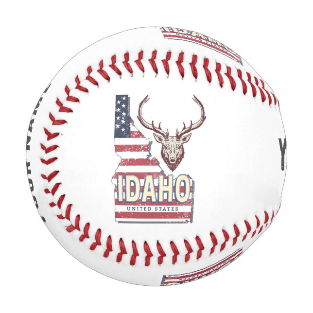 Balle De Baseball Idaho États-Unis Carte Retro Vintage Deer USA (Devant Gauche)