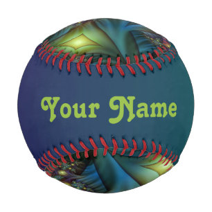 Balle De Baseball Illuminé bleu violet moderne Fractal Art Nom