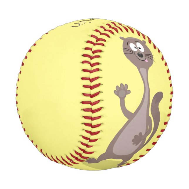 Balle De Baseball Illustration de dessin animé de belette drôle (Angle)