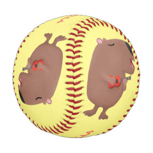 Balle De Baseball Illustration de dessin animé de capybara ukulele