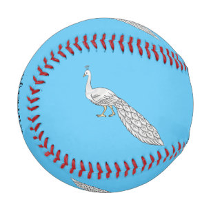 Balle De Baseball Illustration de dessin animé d'oiseau paon blanc 