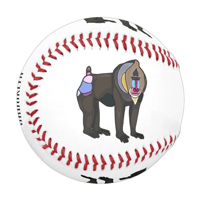 Balle De Baseball Illustration de dessin animé Mandrill (Devant Gauche)