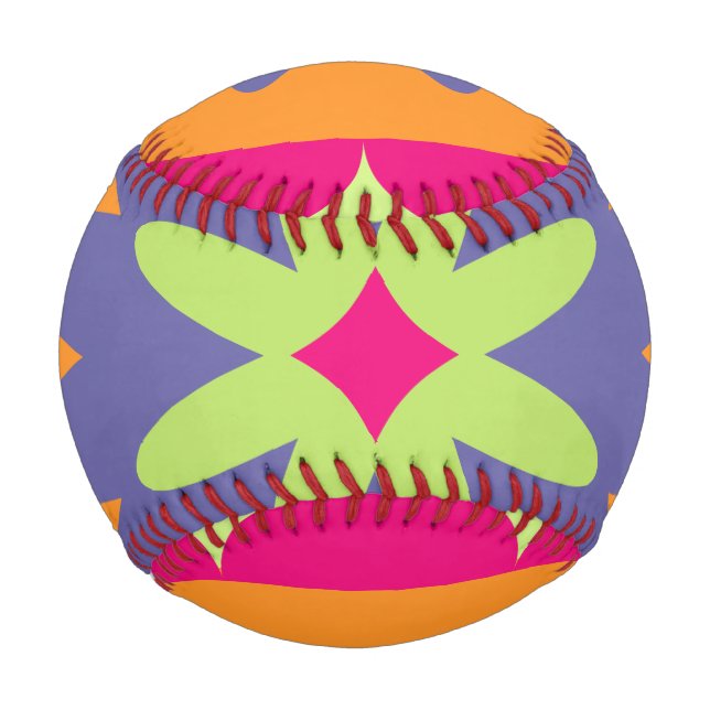 Balle De Baseball illustration de formes florales orange et rose (Devant)