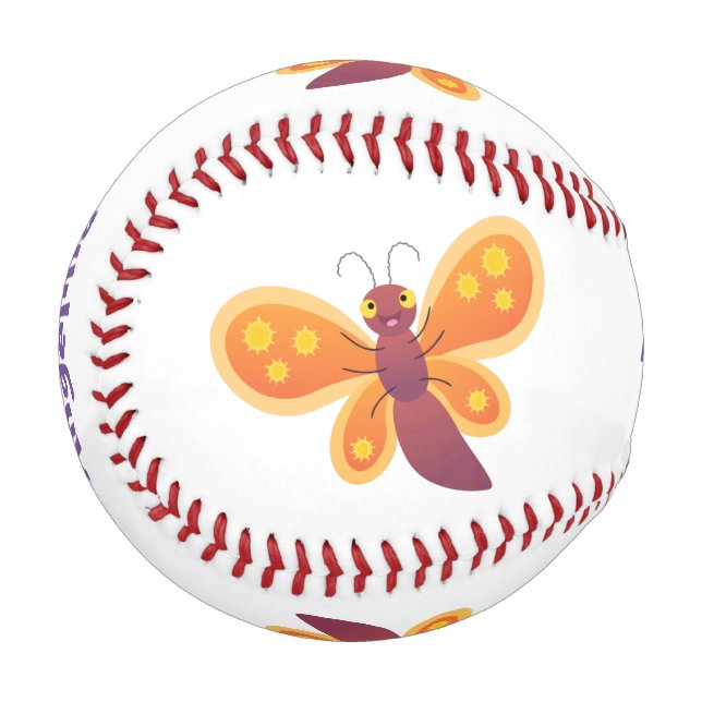 Balle De Baseball Illustration de papillon orange heureux et mignon  (Devant Gauche)