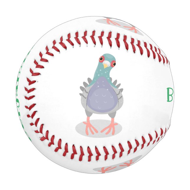 Balle De Baseball Illustration drôle de pigeon curieux (Devant Gauche)