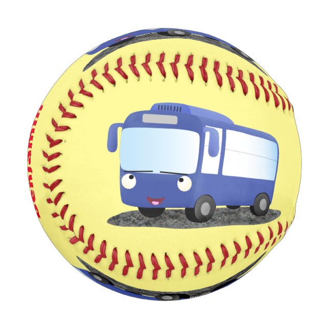 Balle De Baseball Illustration d'un bus moderne bleu mignon (Devant Gauche)