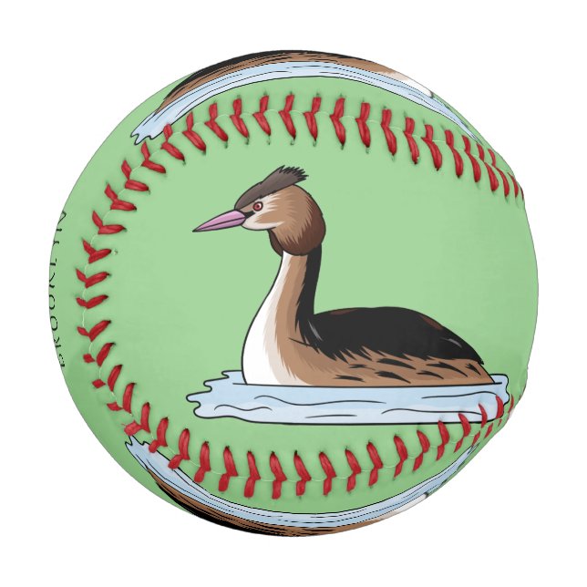 Balle De Baseball Illustration d'un grand oiseau de grèbe huppé (Devant Gauche)