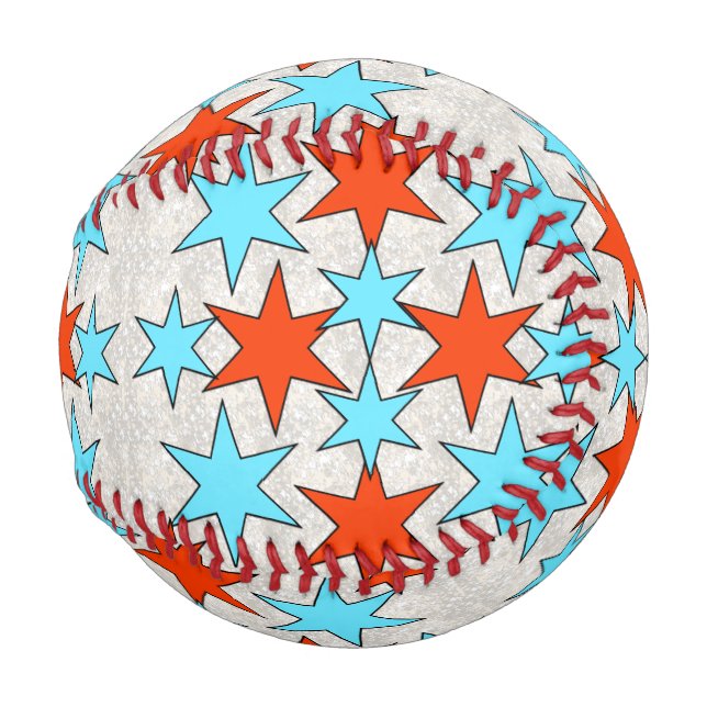 Balle De Baseball Impression d'étoile bleue et rouge (Devant Droite)
