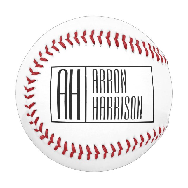 Balle De Baseball Initiales minimales modernes et logo de nom (Devant Gauche)