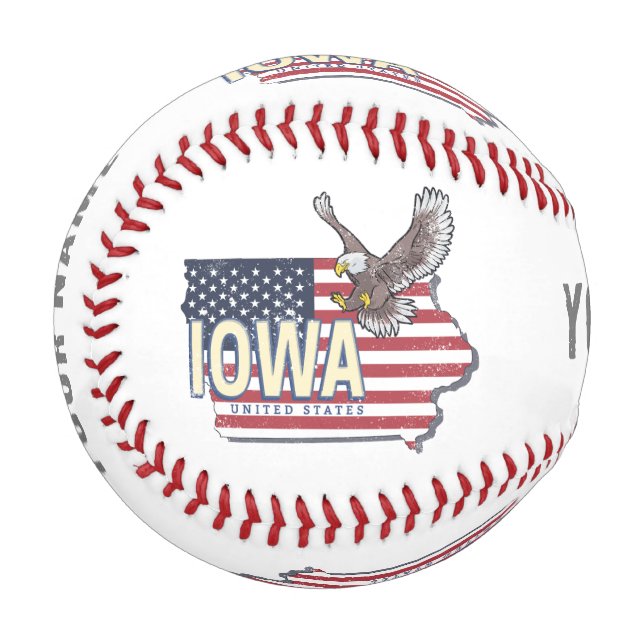 Balle De Baseball Iowa États-Unis Retro State Map Vintage USA (Dos Droite)