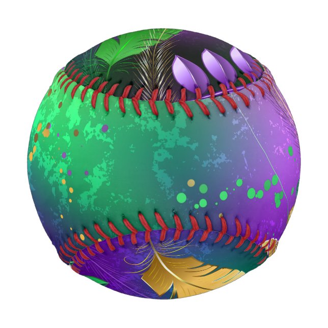 Balle De Baseball Iridescente mardi gras arrière - plan avec perles (Devant)