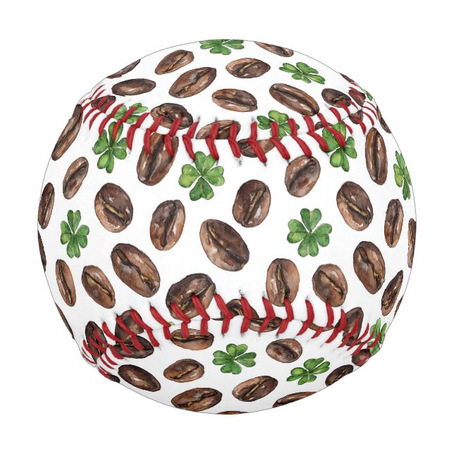 Balle De Baseball Irish Coffee Beans and Shamrocks Funny Design (Devant)