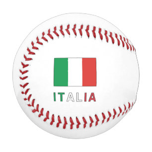 Balle De Baseball Italia et Drapeau Italien Personnalisation Verte
