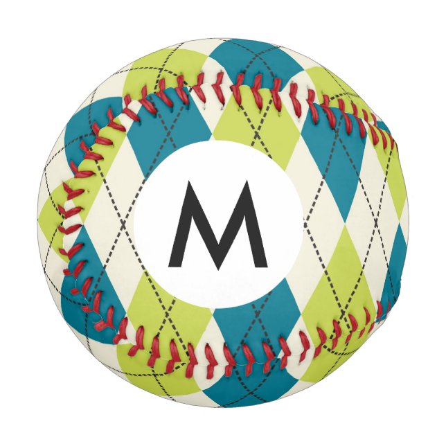 Balle De Baseball Jacquard Bleu Et Vert (Devant Gauche)