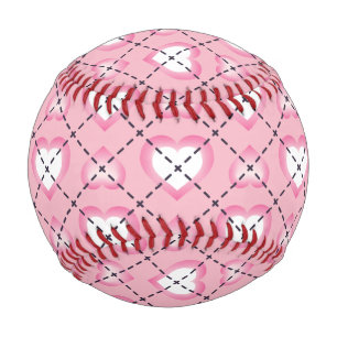 Balle De Baseball Jacquard des Coeurs rose et blanc