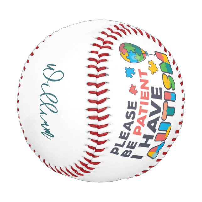 Balle De Baseball J'Ai Autisme Script Personnalisé Nom Moderne (Angle)