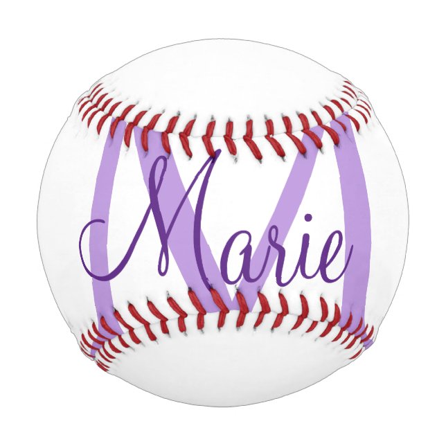 Balle De Baseball jeté simple minimal ajouter nom monogramme rose ro (Devant)