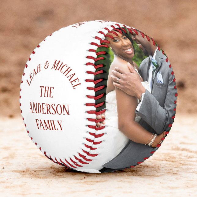 Balle De Baseball Jeune couple marié mariage joyeux anniversaire de  (Newlywed Couple Marriage Wedding Happy Anniversary Baseball)