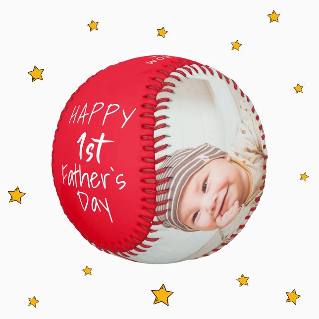 Balle De Baseball Joli 1er modèle de fête des pères avec 2 photos (Créateur téléchargé)
