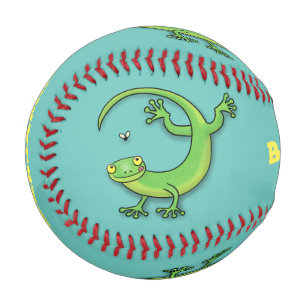 Balle De Baseball Joli gecko vert salutations avec dessin animé