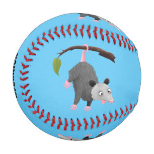 Balle De Baseball Joli opossum accroché à la branche dessin animé