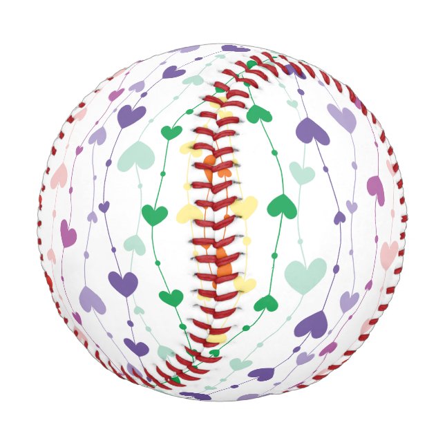 Balle De Baseball Joli Rainbow Hearts Filles Motifs (Angle)
