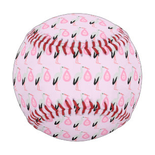Balle De Baseball Jolie chatte rose bébé fille Stork