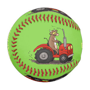 Balle De Baseball Jolie vache heureuse conduisant un dessin animé de