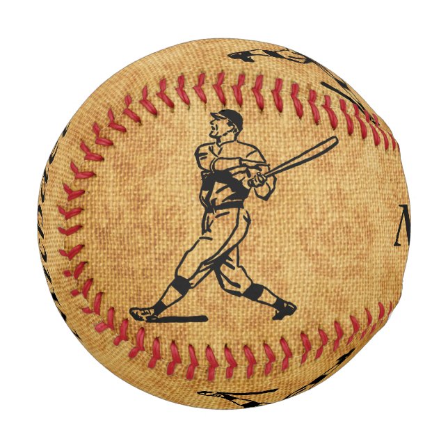 Balle De Baseball Joueur de baseball Vintage personnalisé en jute d' (Devant Gauche)