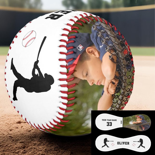 Balle De Baseball Joueur moderne Silhouette Nom Numéro Photo (Créateur téléchargé)