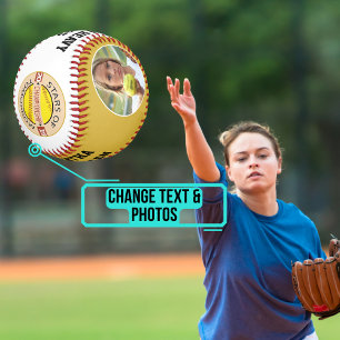 Balle De Baseball Joueur vedette et photo d'équipe et logo Baseball