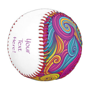 Balle De Baseball Joyau coloré rétro Tone Tourbillonnant Wave Motif
