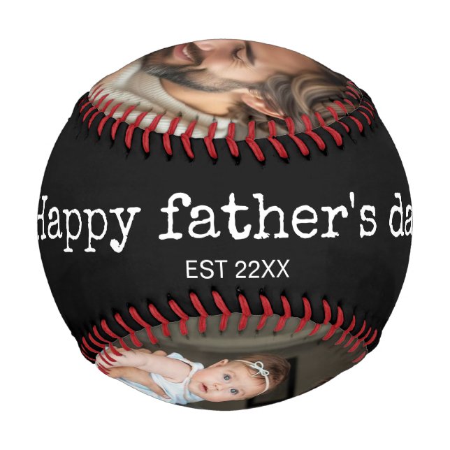 Balle De Baseball Joyeuse fête des pères 2photo élégant script perso (Dos)