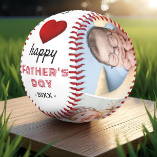 Balle De Baseball Joyeuse Fête des Pères Cœur Rouge 4 Photos Collage