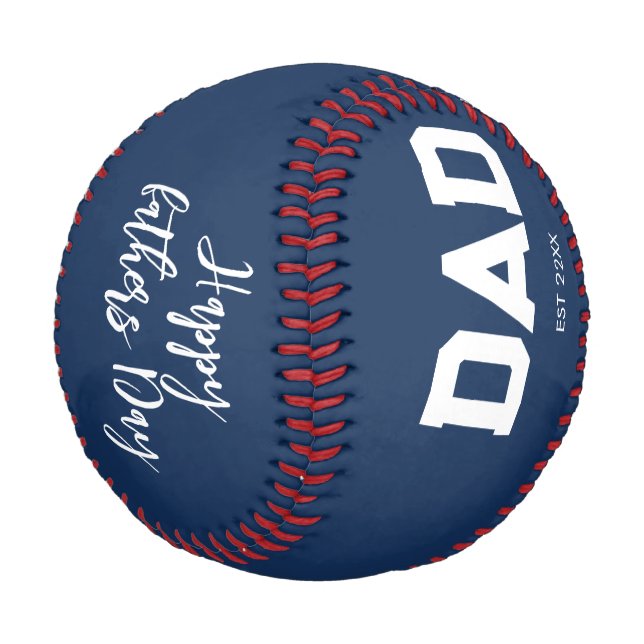 Balle De Baseball Joyeuse fête des pères EST et nom  (Angle)