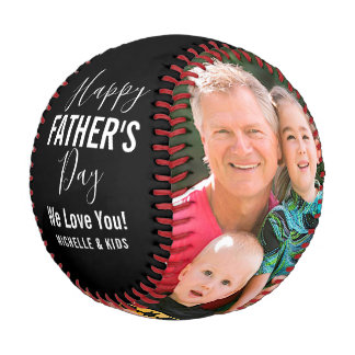 Balle De Baseball Joyeuse fête des pères Noir Nom de famille Photo S