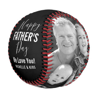 Balle De Baseball Joyeuse fête des pères Photo de famille Nom noir S