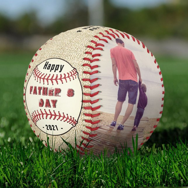Balle De Baseball Joyeuse Fête des Pères Rustique 2 Collage de Photo (Créateur téléchargé)