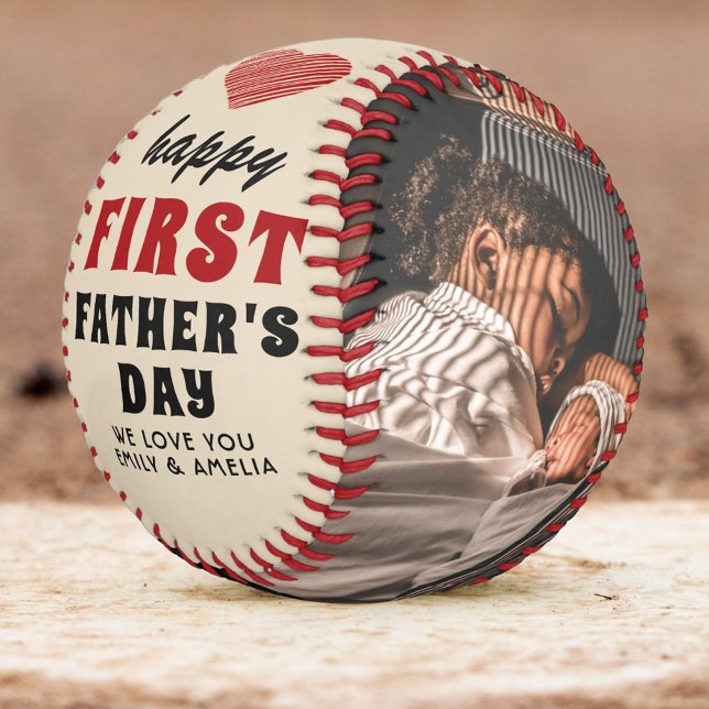 Balle De Baseball Joyeuse première fête des pères Cœur Rouge 2 Photo (Créateur téléchargé)