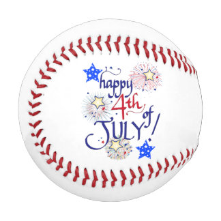Balle De Baseball Joyeux 4 juillet ! avec feux d'artifice et étoiles