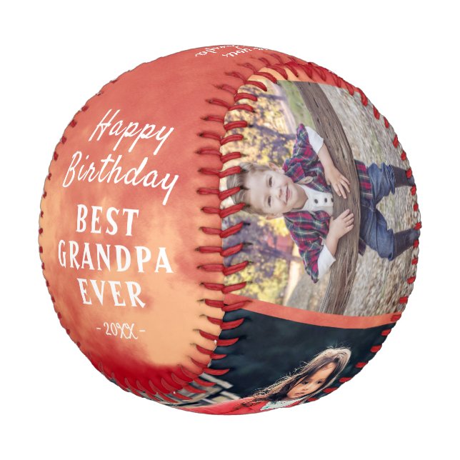 Balle De Baseball Joyeux Anniversaire Papi Collage Photo Moderne 3 (Angle)