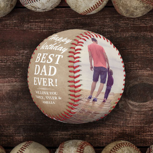 Balle De Baseball Joyeux Anniversaire Rustique Meilleur Papa 2 Photo